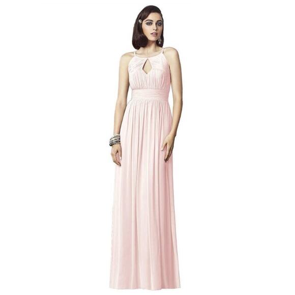 Vivian Diamond Dessy Collection Blush Chiffon Cut Out Maxi Bridesmaid 2906 - Picture 1 of 13